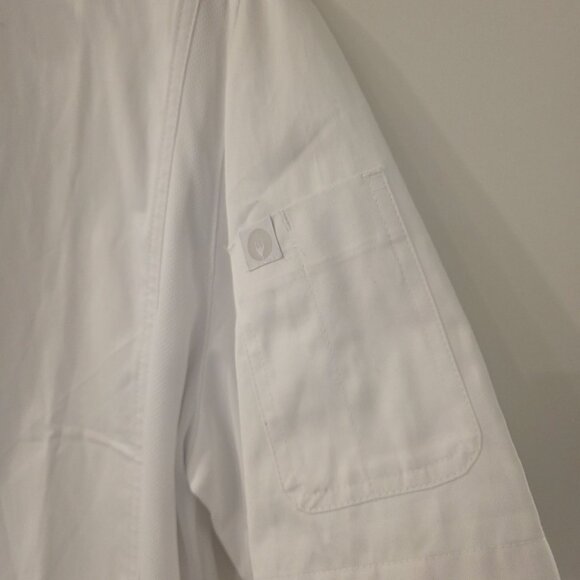 Chef Works Rochester Chef Coat White Vented Sides Pockets Mens Medium NEW NWT - Picture 6 of 14